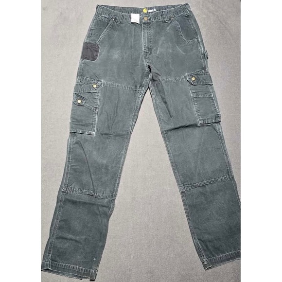 Carhartt Mens Relaxed Fit Cargo Pants Work Utility B342 Black Size 38x36 - Picture 1 of 7